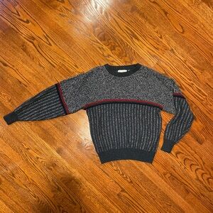 Michael Gerald Vintage 90s Navy/White/Crimson Textured Knit Sweater - Size Large